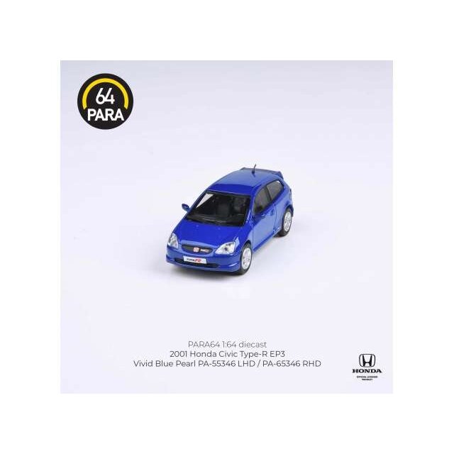 Para64 Modeliukas 1/64 2001 Honda Civic Type R EP3, blue left hand drive (cars in a deluxe Acrylic window box) Para64 Modeliukas 1/64 2001 Honda Civic Type R EP3, blue left hand drive (cars in a deluxe Acrylic window box)