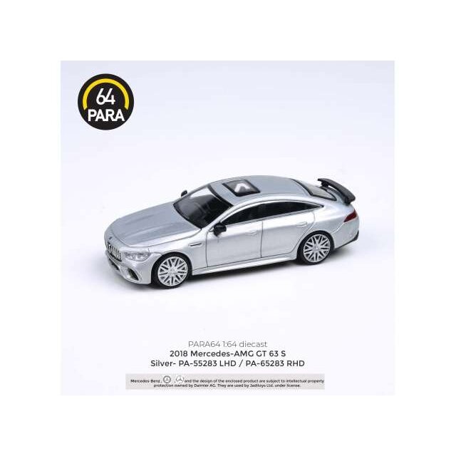 PRE-ORD3R Para64 Modeliukas 2019 Mercedes Benz AMG GT63 S *Left Hand Drive*, silver (cars in a deluxe Acrylic window box)