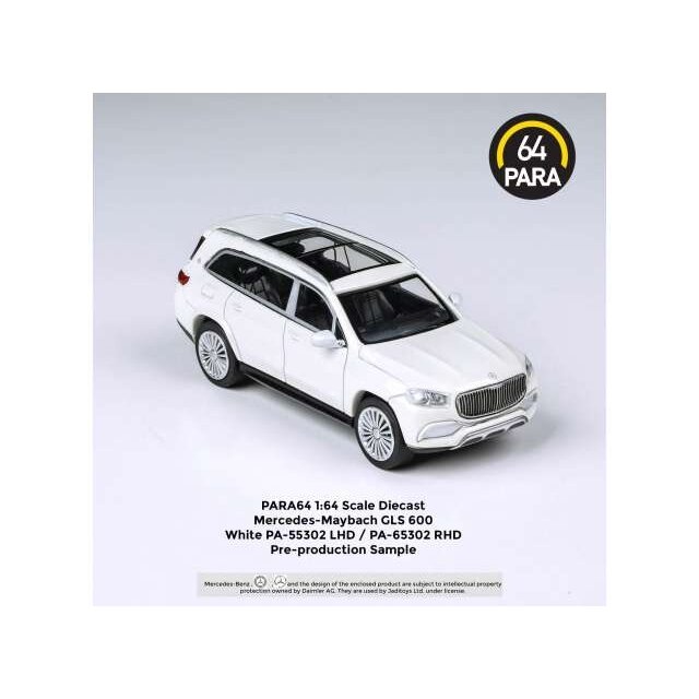 PRE-ORD3R Para64 Modeliukas 2020 Mercedes Maybach GLS *Left Hand Drive*, white (cars in a deluxe Acrylic window box) PRE-ORD3R Para64 Modeliukas 2020 Mercedes Maybach GLS *Left Hand Drive*, white (cars in a deluxe Acrylic window box)