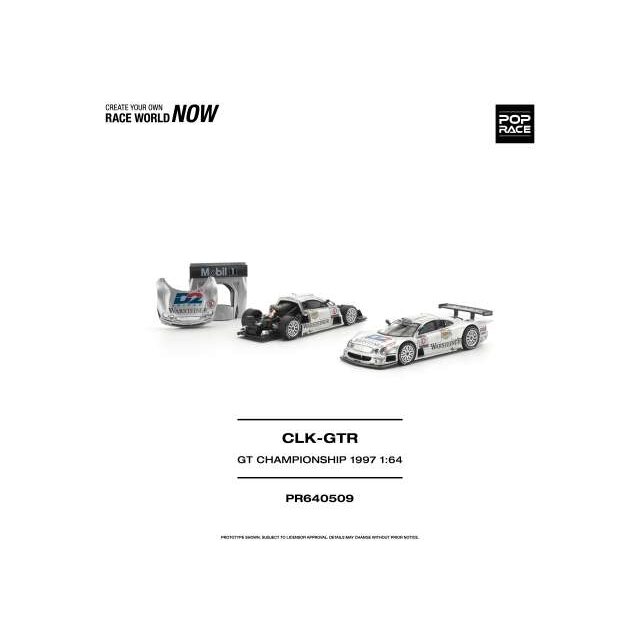 PRE-ORD3R Pop race Modeliukas 1/64 1997 Mercedes Benz AMG CLK GTR FIA GT Championship, silver