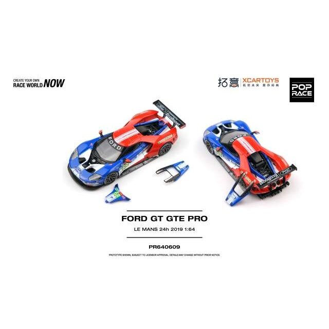 PRE-ORD3R Pop race Modeliukas 1/64 2019 Ford GT GTE Pro Le Mans 24h, blue/white/red