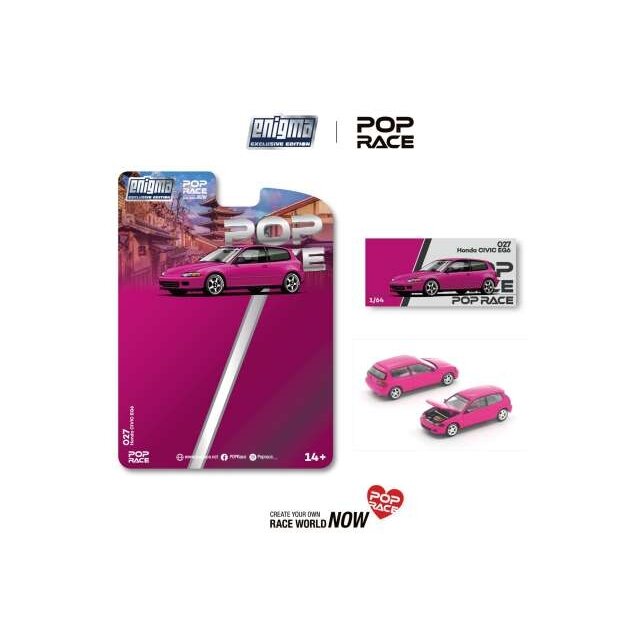 PRE-ORD3R Pop race Modeliukas 1/64 Honda Civic EG6, pink PRE-ORD3R Pop race Modeliukas 1/64 Honda Civic EG6, pink