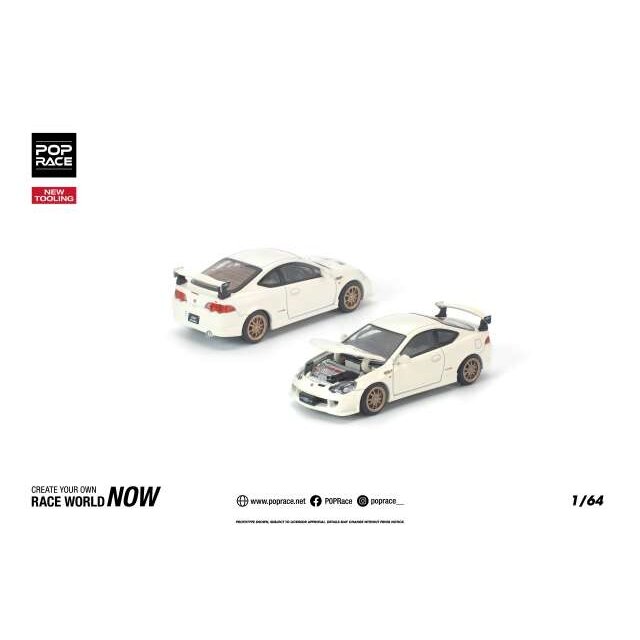 PRE-ORD3R Pop race Modeliukas 1/64 Honda DC5 Mugen, white PRE-ORD3R Pop race Modeliukas 1/64 Honda DC5 Mugen, white