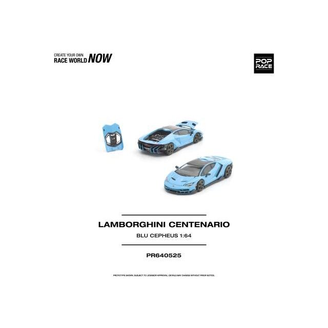 PRE-ORD3R Pop race Modeliukas 1/64 Lamborghini Centenario, blue cepheus