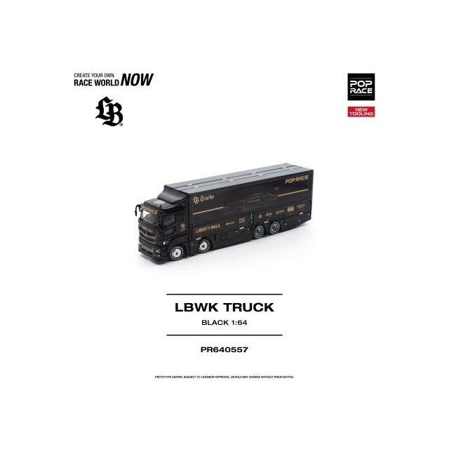 PRE-ORD3R Pop race Modeliukas 1/64 LBWK Truck, black/gold PRE-ORD3R Pop race Modeliukas 1/64 LBWK Truck, black/gold