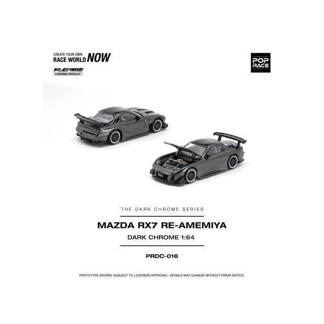 PRE-ORD3R Pop race Modeliukas 1/64 Mazda RX-7 RE-Amemiya, dark chrome