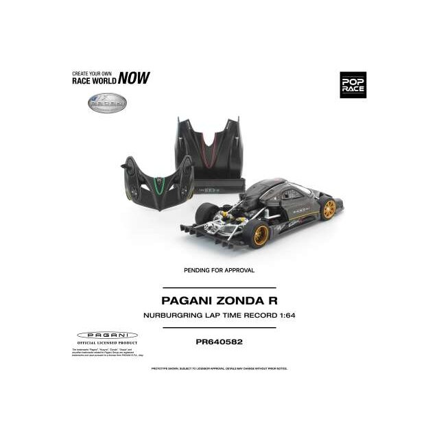 PRE-ORD3R Pop race Modeliukas 1/64 Pagani Zonda R Nurburgring Lap Time Record, grey