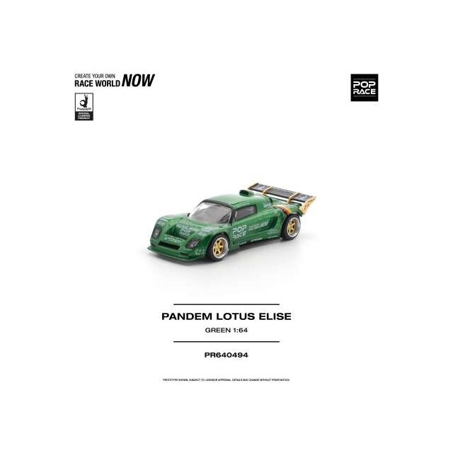 PRE-ORD3R Pop race Modeliukas 1/64 Pandem Lotus Elise, green