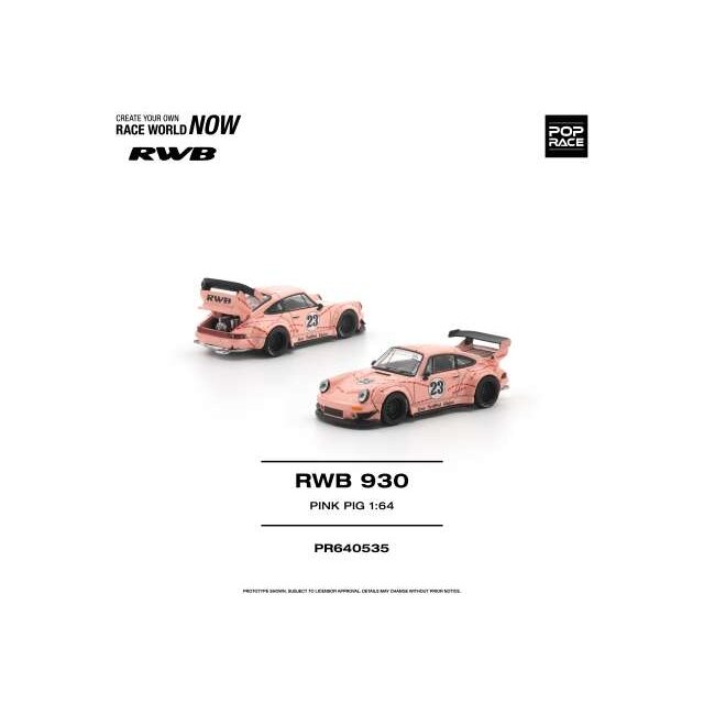 PRE-ORD3R Pop race Modeliukas 1/64 RWB 930 #23 *Pink Pig*, pink