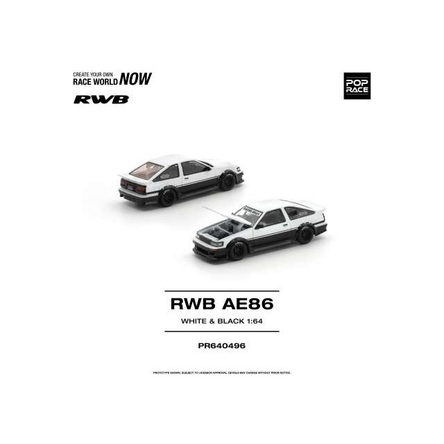 PRE-ORD3R Pop race Modeliukas 1/64 RWB AE86, white/black