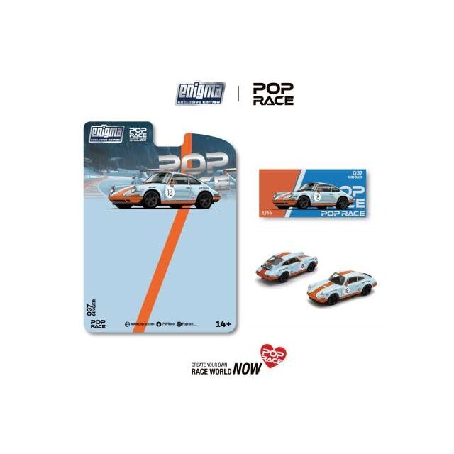 PRE-ORD3R Pop race Modeliukas 1/64 Singer Racing #18, orange/blue