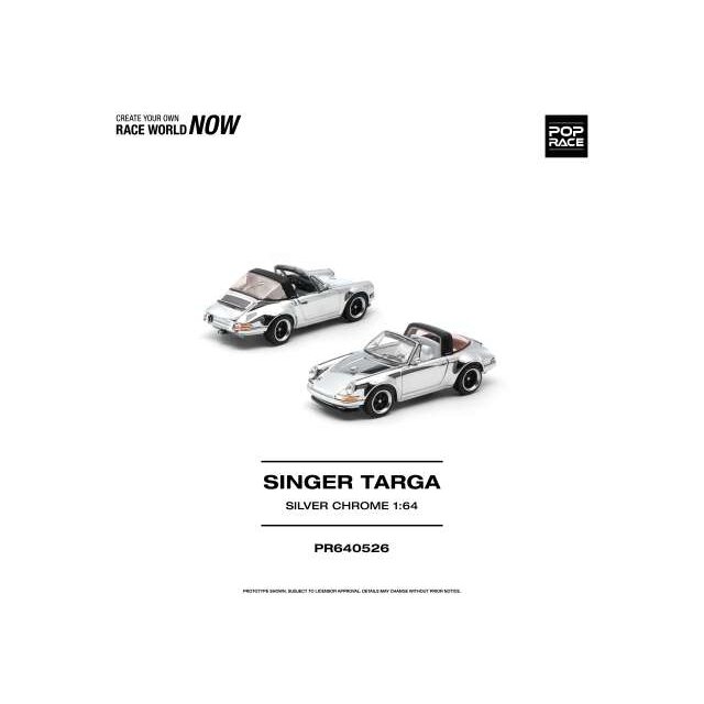 PRE-ORD3R Pop race Modeliukas 1/64 Singer Targa, silver metallic PRE-ORD3R Pop race Modeliukas 1/64 Singer Targa, silver metallic