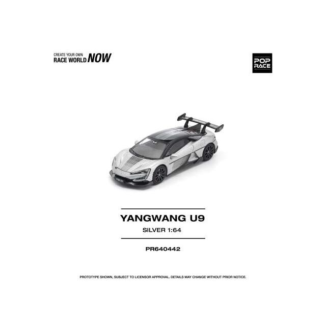 PRE-ORD3R Pop Race Modeliukas 1/64 Yangwang U9, silver PRE-ORD3R Pop Race Modeliukas 1/64 Yangwang U9, silver