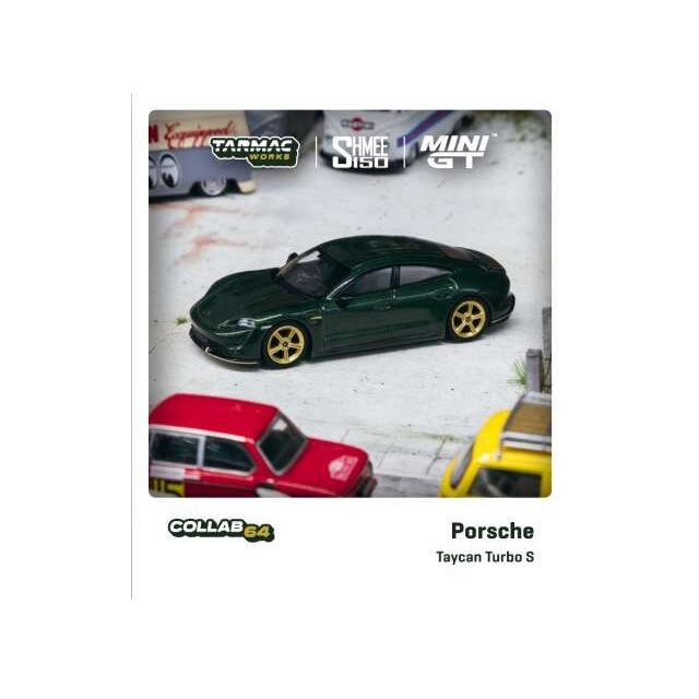PRE-ORDER Tarmac Works Modeliukas Porsche Taycan Turbo S, midnight green