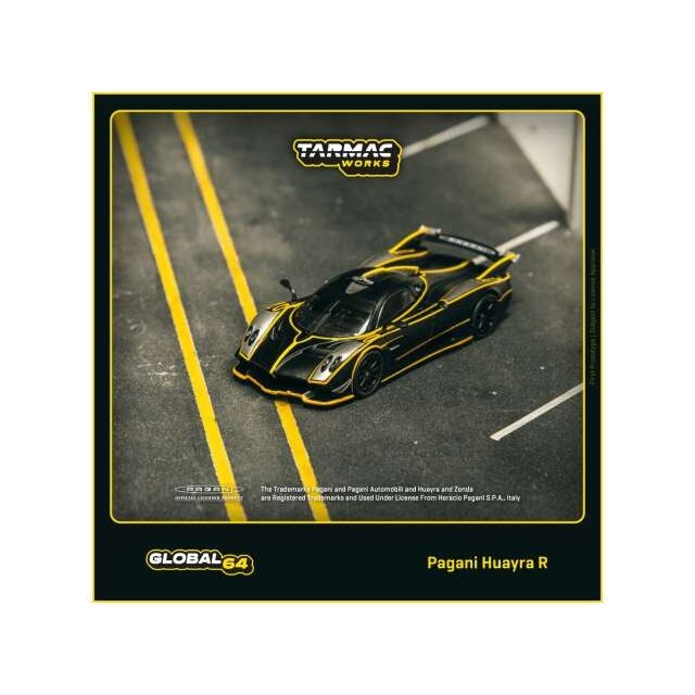 Tarmac Modeliukas 1/64 Pagani Huayra R, matt black/silver