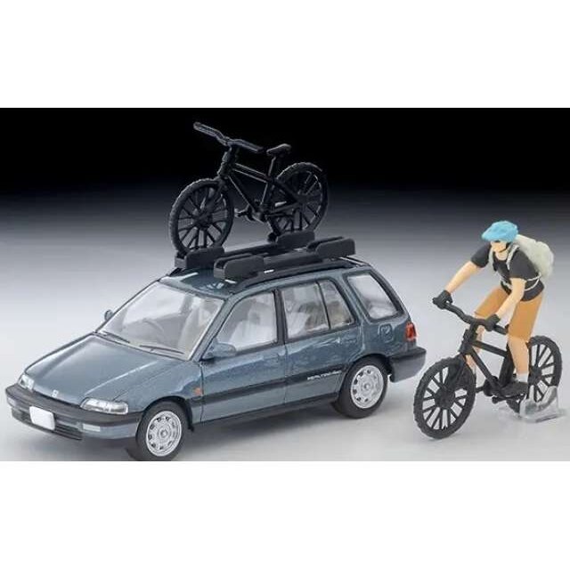 PRE-ORD3R Tomica Limited Vintage Modeliukas 1/64 1990 Honda Civic Shuttle RT X with Figure and Mountain Bike, blue PRE-ORD3R Tomica Limited Vintage Modeliukas 1/64 1990 Honda Civic Shuttle RT X with Figure and Mountain Bike, blue
