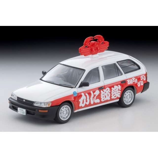 PRE-ORD3R Tomica Limited Vintage Modeliukas 1/64 Toyota Corolla Van DX (Kani Doraku), white/red PRE-ORD3R Tomica Limited Vintage Modeliukas 1/64 Toyota Corolla Van DX (Kani Doraku), white/red