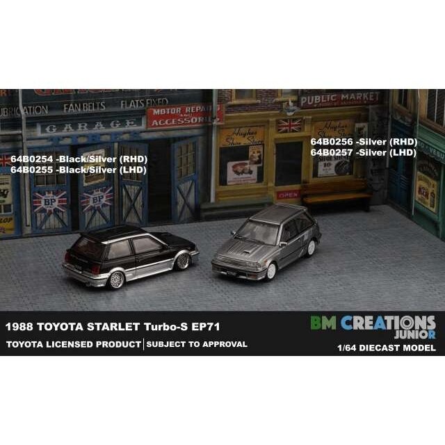 PRE-ORD3R BM Creations Toyota 1988 Starlet Turbo S EP71, black/silver