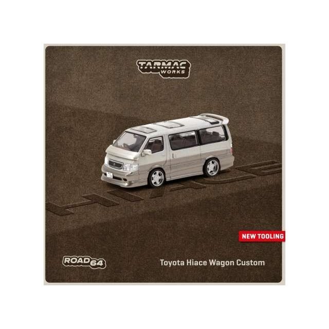 PRE-ORD3R Tarmac Works Modeliukas Toyota Hiace Wagon Custom, silver/brown