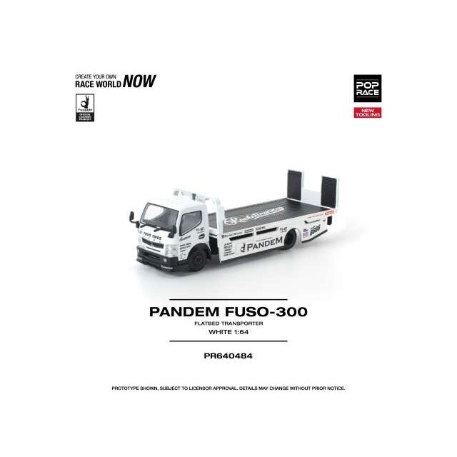 PRE-ORDER Pop Race Modeliukas 1/64 Pandem Fuso 300 Flatbad Transporter, white