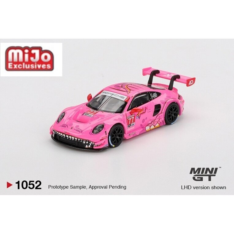 Mini GT Modeliukas 1/64 2024 Porsche 911 (992) GT3 R #77 AO Racing Road America, pink