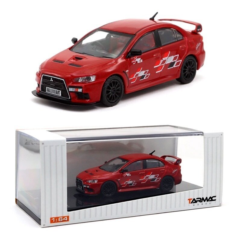Tarmac Modeliukas 1/64 Mitsubishi Evo X Ralliart, red (yra Sandėlyje)