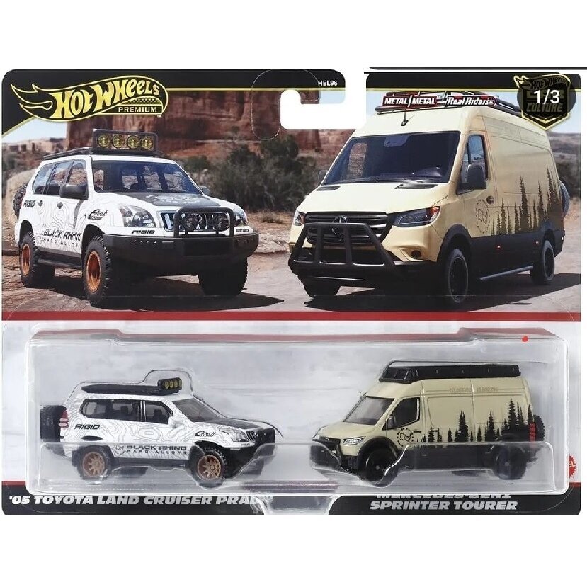 PRE-ORD3R Hot Wheels Premium 2-pack Mercedes Benz Sprinter Touer & Toyota Land Cruiser Prado