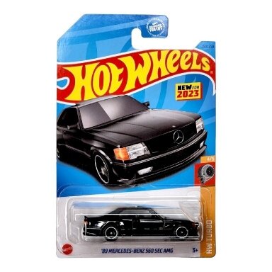 BROKEN BLISTER!!!   Hot Wheels Mainline 89 Mercedes Benz 560 Sec AMG Black Long Card