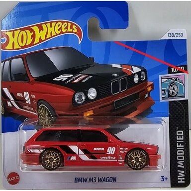 BROKEN BLISTER, CARD!!!   Hot Wheels Mainline BMW M3 Wagon red E30 Short Card