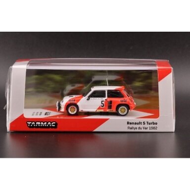 Tarmac Works Modeliukas 1982 Renault 5 Turbo #5 Alian Prost/Jean-Marc Andrie Rally du Var, white/red (yra Sandėlyje) Tarmac Works Modeliukas 1982 Renault 5 Turbo #5 Alian Prost/Jean-Marc Andrie Rally du Var, white/red (yra Sandėlyje)
