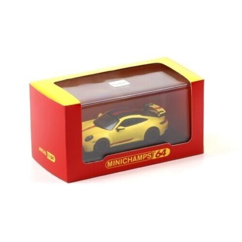 WBROS/Minichamps Modeliukas 1/64 Porsche 911 (992) GT3, racing yellow